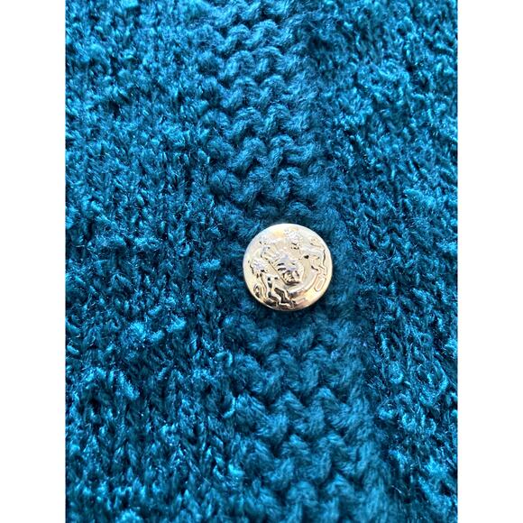 Vintage Tanner Cardigan Knit Woolite Womens Large Green Gold Buttons Grandma - Picture 2 of 8